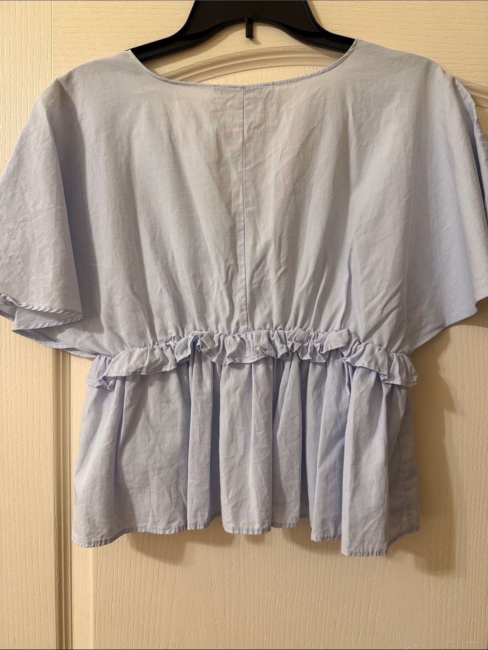 Zara Pale Blue Ruffle-Trim Peplum Blouse - Picture 2 of 2